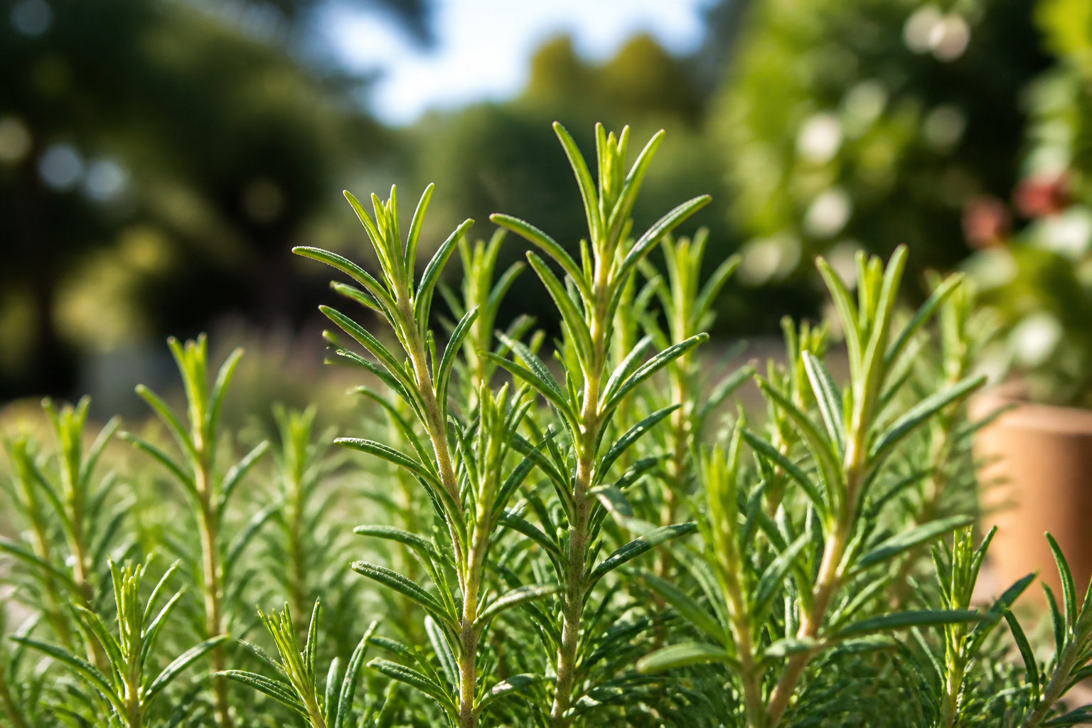 Jeunes pousses de romarin (Rosmarinus officinalis) destinées au macérat de gemmothérapie