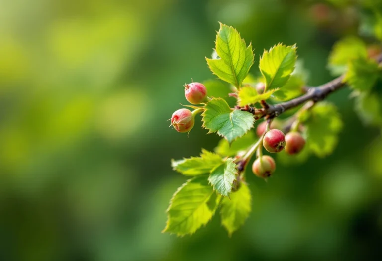Bourgeon d'aubépine frais (Crataegus laevigata) sur une branche au printemps