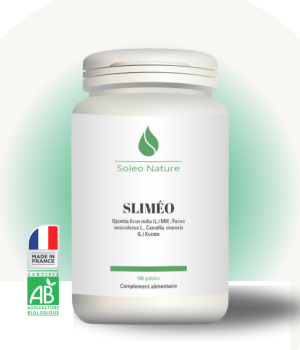 Optimisez votre régime amincissant avec SLIMEO (Slim'val). Un mélange puissant de Fucus, Nopal et Thé vert pour une perte de poids naturelle. Flacon de 100 gélules.
